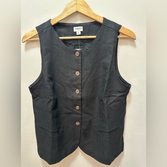 NWT! J.Crew Linen-blend button-front vest. Size 14 CK483 - Picture 2 of 7